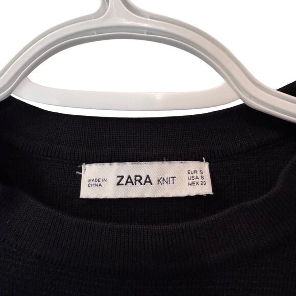Zara black knit short sleeve top size S - Picture 7 of 8